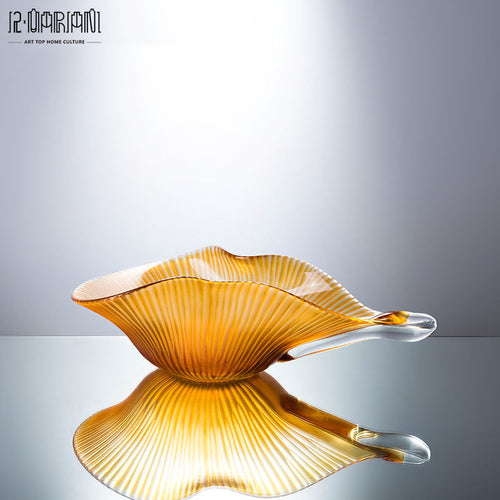 Amber Glass Wave Decorative Bowl – Modern Fruit & Centerpiece Tray