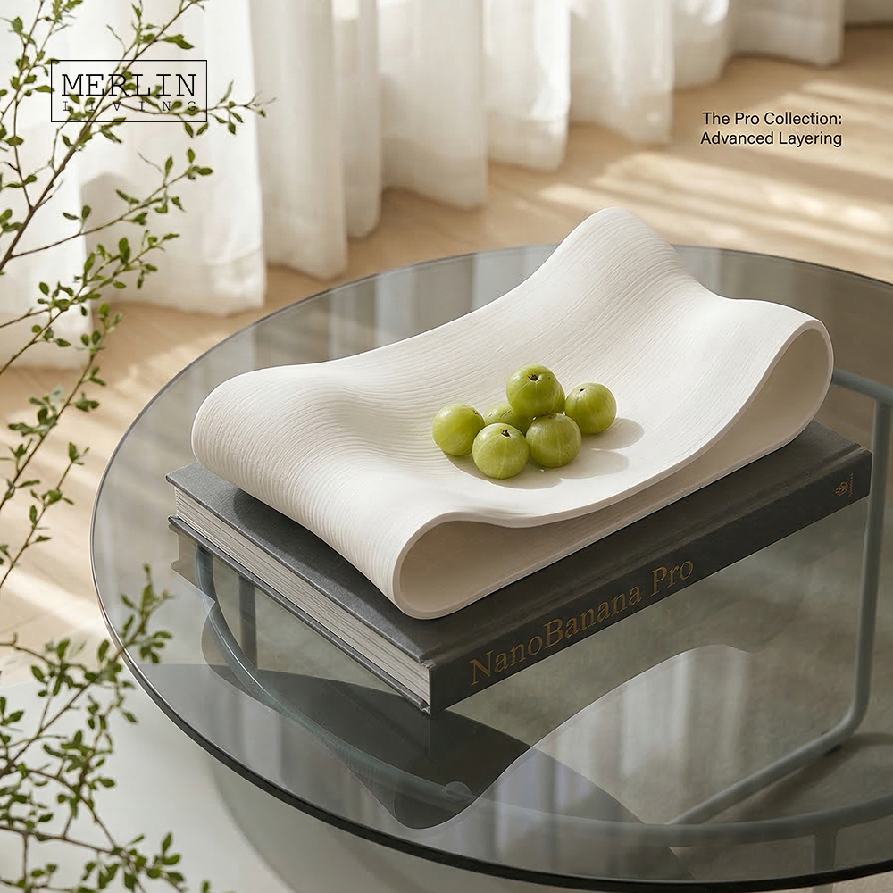 Modern Wave Decorative Tray – Minimalist Fruit & Coffee Table Organizer